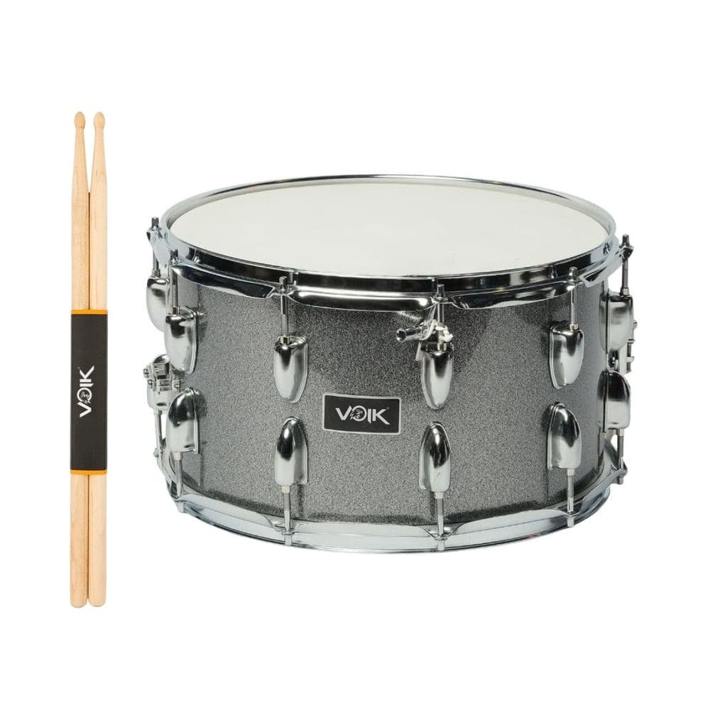 Caixa Bateria Voik 14x8 Madeira CB14 Titanium + Baquetas 7A