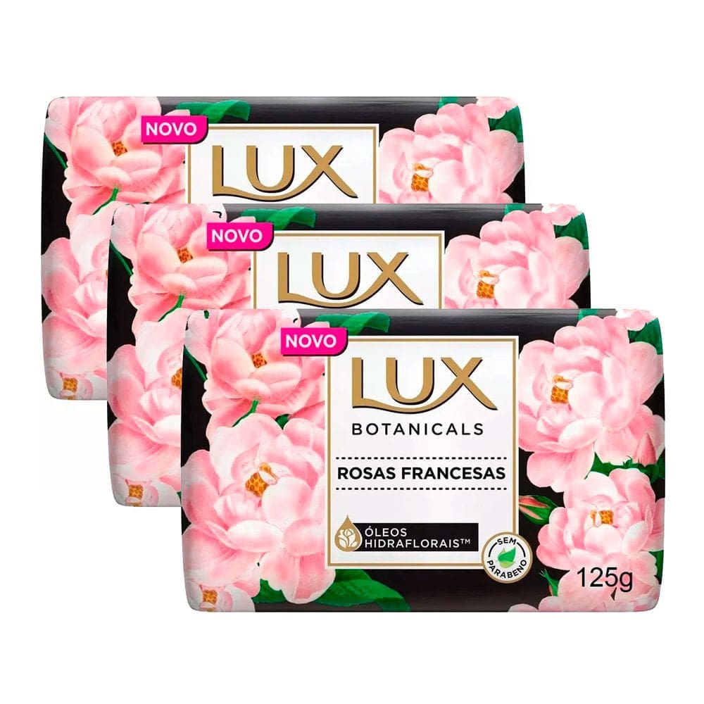 Sabonete em Barra Lux Botanicals Rosas Francesas 125g  Kit com Três unidades