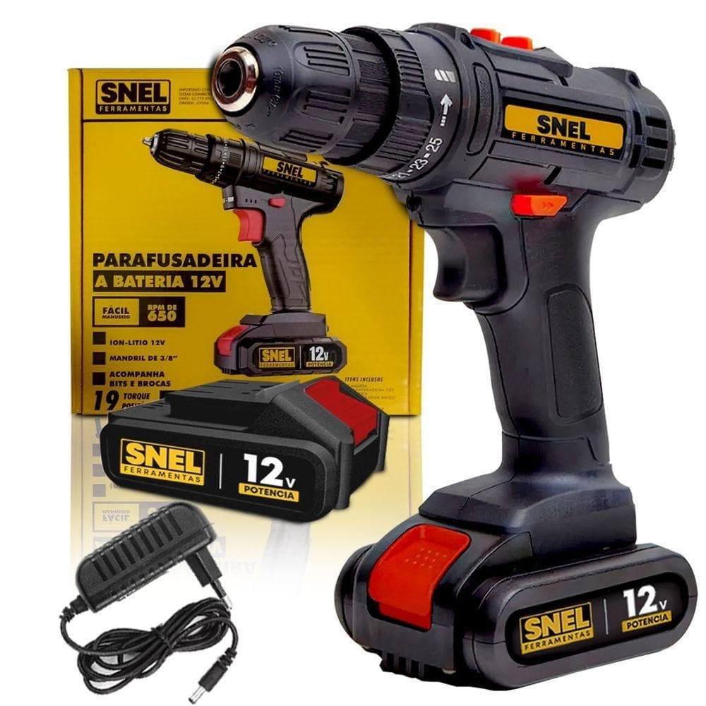 Parafusadeira 12v Bateria Quadrada Profissional Marcenaria