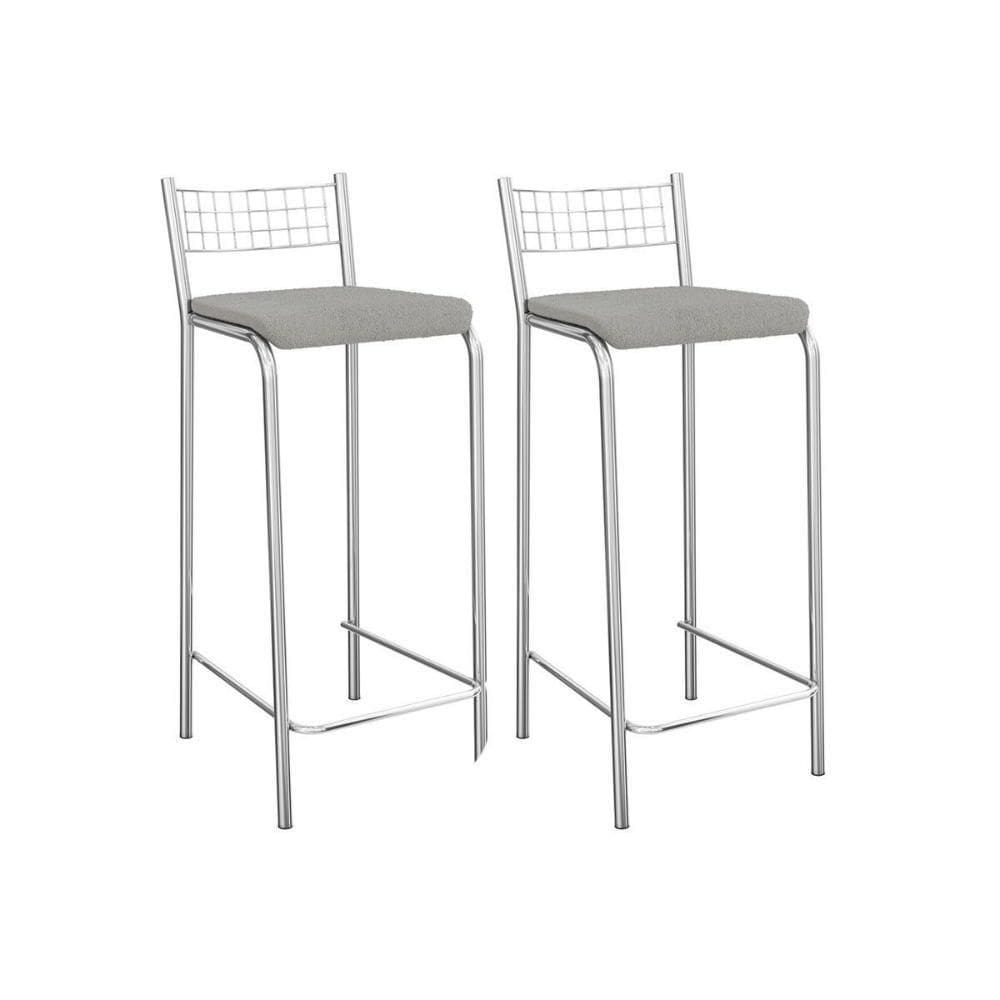 Banqueta De Cozinha Gênova 2b705cr Aço Kit 2 Un Cromado-boucle Cinza - Kappesberg
