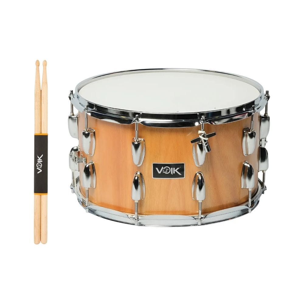 Caixa Bateria Voik 14x8 Madeira CB14 Wood Tone + Baquetas 7A