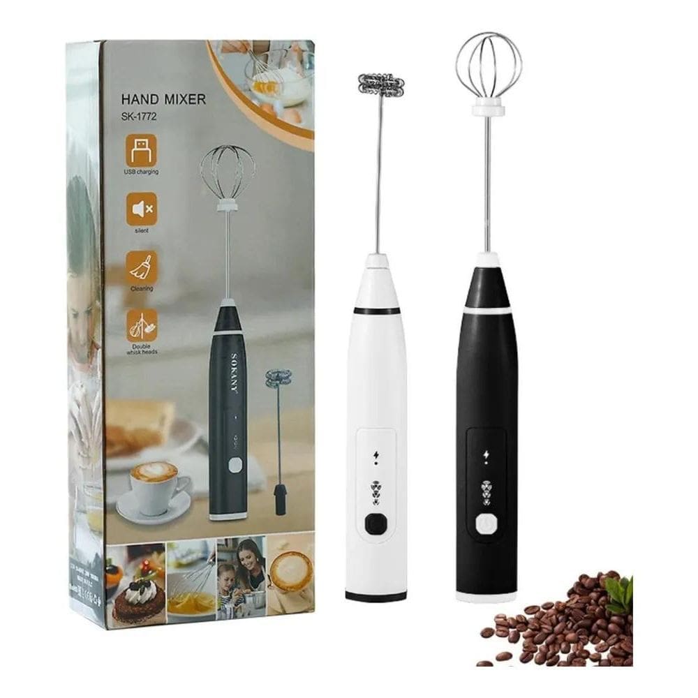 3X 1 Mini Mixer Eletrico Portátil Recarregável Usb Cor Preto