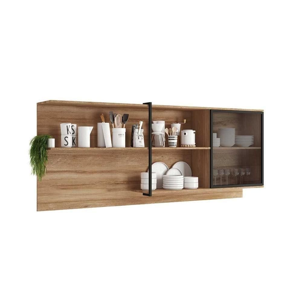 Armário De Cozinha Modulado Alpha 2504 C- 1 Porta C- Vidro 200cm Freijo - Carraro