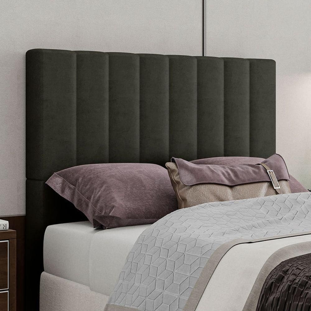 Cabeceira Estofada King 195 Cm Esmeralda Veludo Marrom