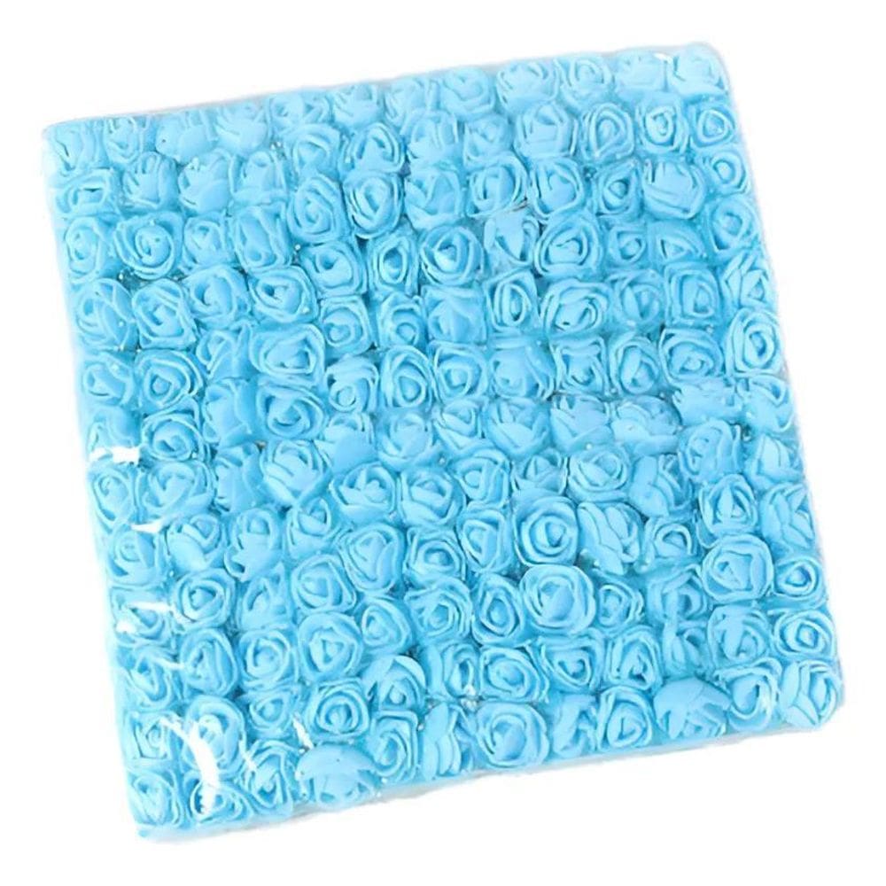 144 Mini Rosas Flores Rosinha Artificial Eva Cetim Decora Az
