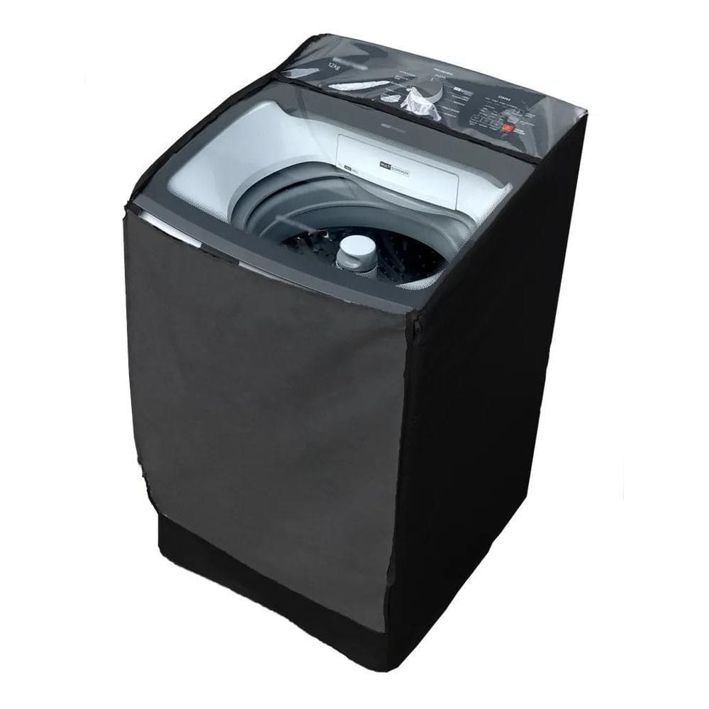 Capa Maquina De Lavar Brastemp 17Kg Bwk Zíper Transpar Preto