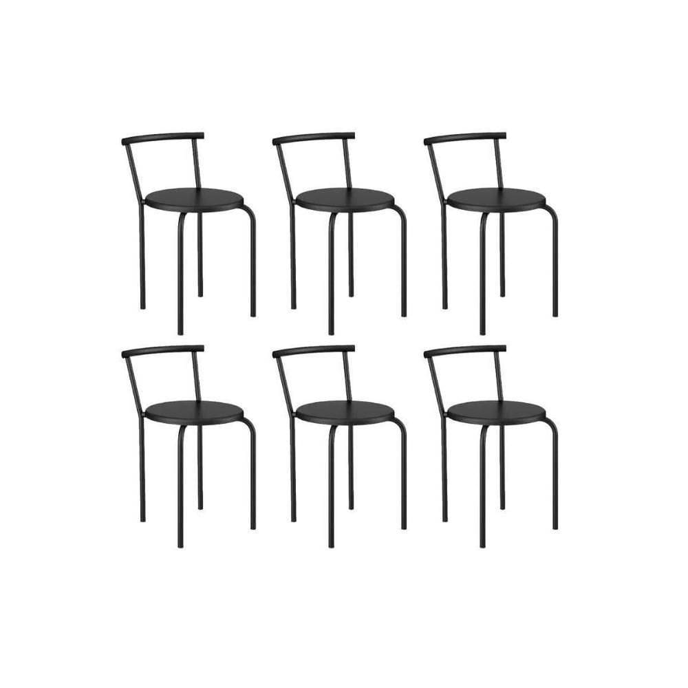 Banqueta Sala De Jantar 105 Kit 6 Uni Preto-courano Preto - Carraro