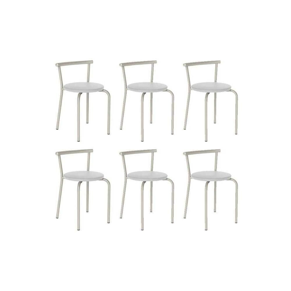 Kit 6 Banquetas Sala Jantar 105 6 Uni Prata-courano Branco - Carraro