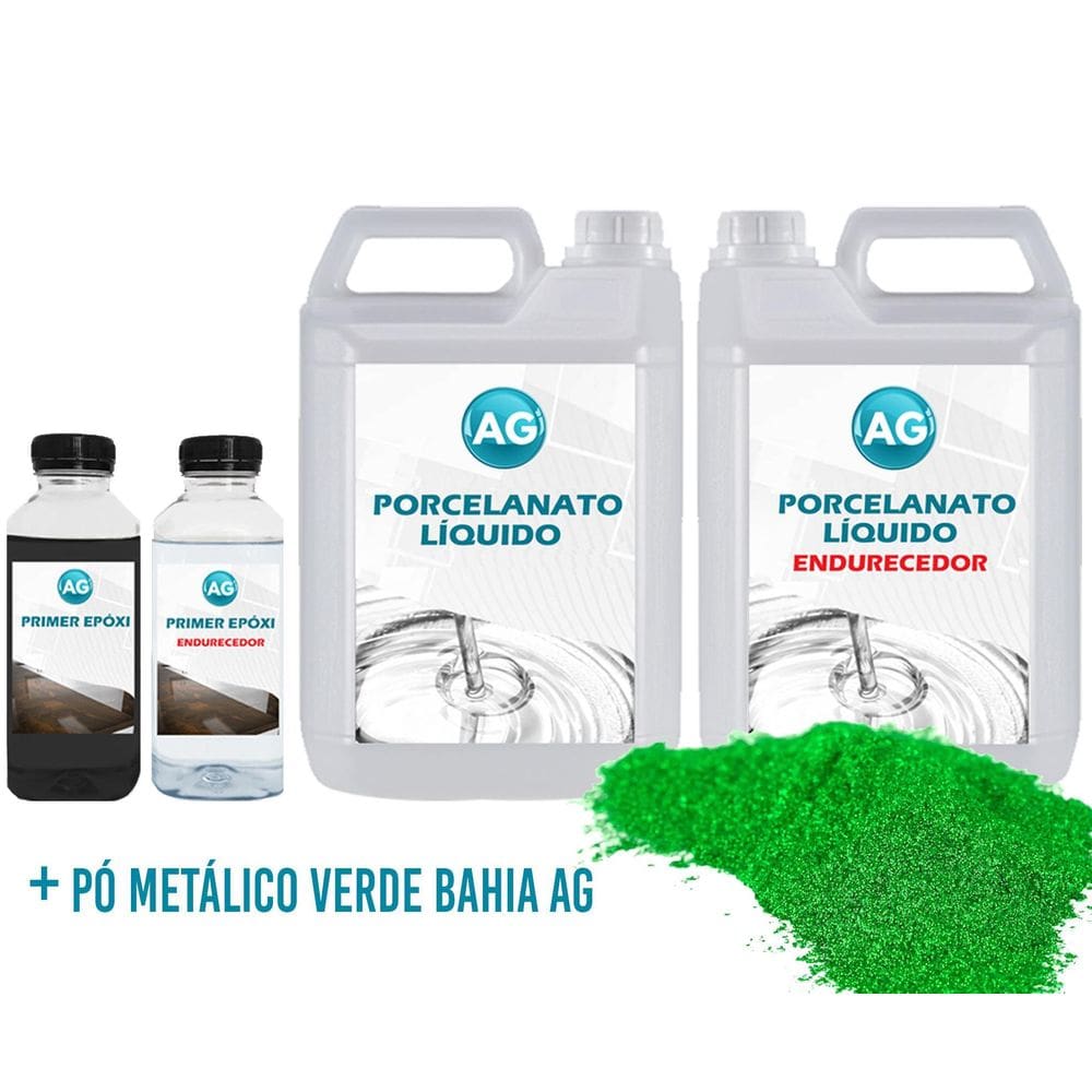 Kit Porcelanato Líquido Metálico Verde Bahia Ag Por M 1M