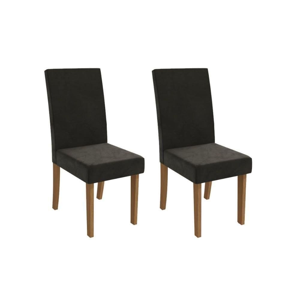 Cadeira De Cozinha Dália 2cad131 Madeirado Kit 2 Un Canela-suede Grafite - Kappesberg