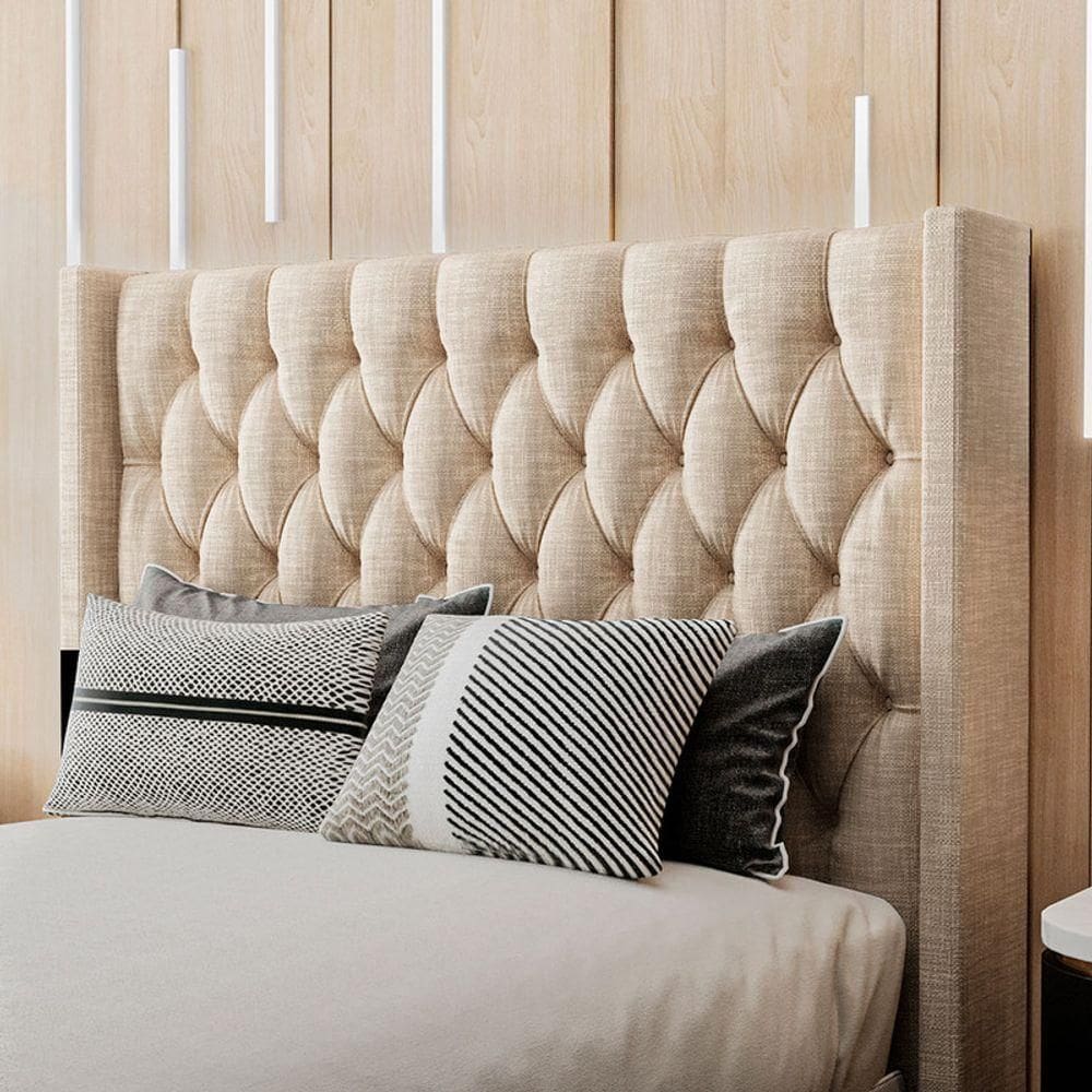 Cabeceira Estofada King 195 Cm Pérola Linho Bege