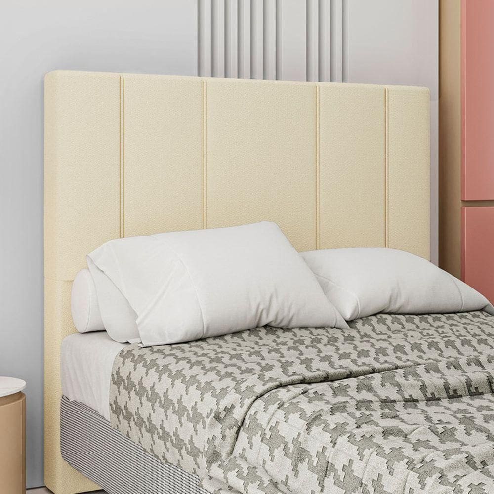 Cabeceira Estofada King 195 Cm Rubi Linho Creme