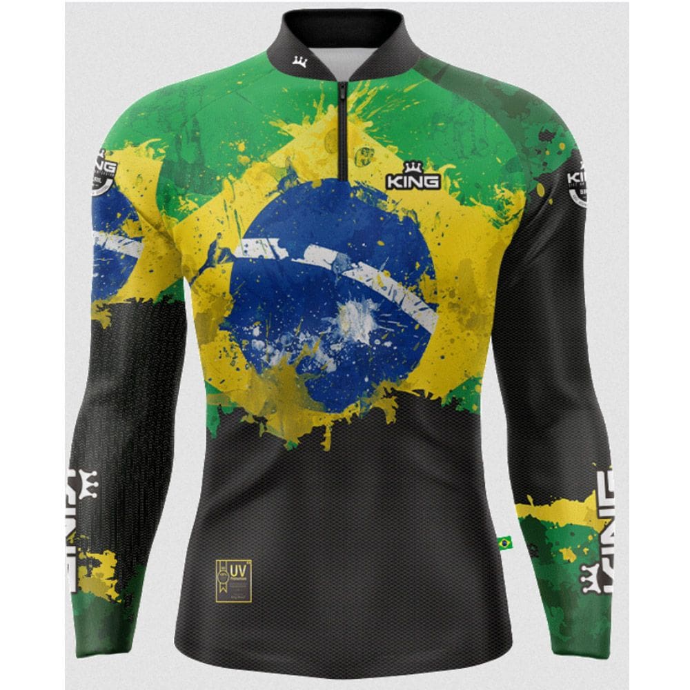 Camiseta Proteção Solar UV 50+ Bandeira do Brasil King Brasil (KFF658N)