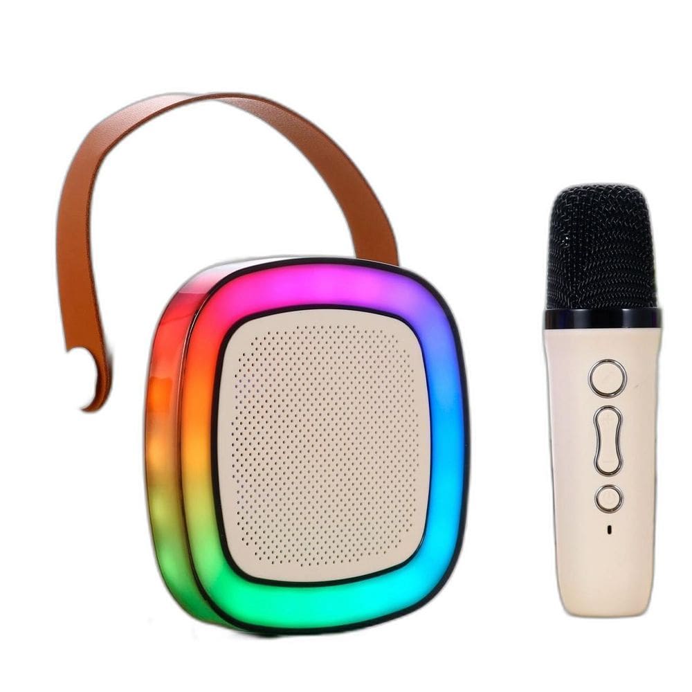 Caixa Som Karaokê Bluetooth Microfone Sem Fio Led Rgb