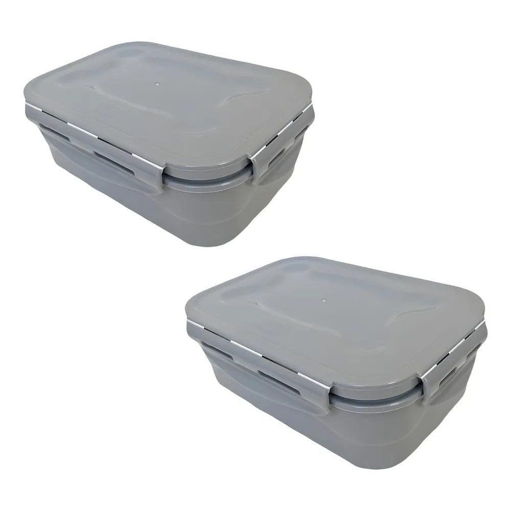 Kit Com 2 Marmitas 100% Hermética Com Travas Não Vaza Bpa Fr