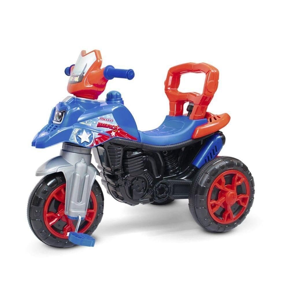 Triciclo Infantil Moto Com Pedal E Haste - Azul