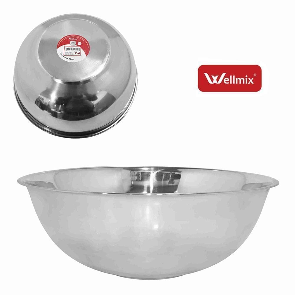 Tigela Saladeira Redonda De Inox Funda 8,4L 36Cm De