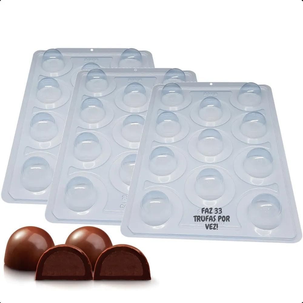 Kit Novidade 03 Formas 3 Partes Silicone Trufa 45G Pequena