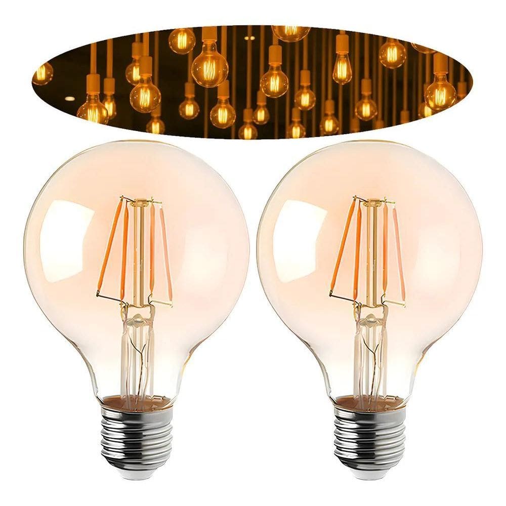 Kit 2 Lâmpada Filamento Led Galaxy Led G125 Branco Quente Âm