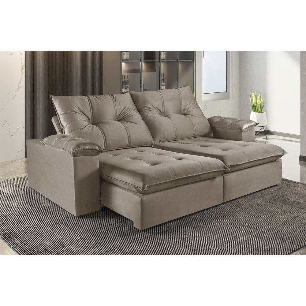 Sofa Retratil e Reclinavel 3 Lugares M-194 2,30m Molas Ensacadas Pillow Top Estofados Martins