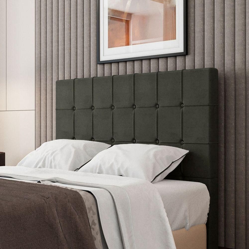 Cabeceira Estofada Casal 140 Cm Turmalina Veludo Marrom