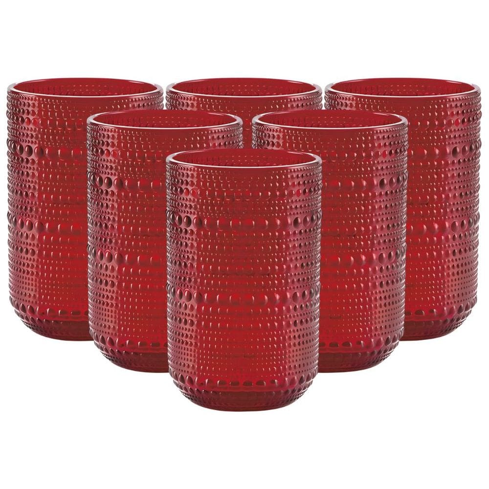Jogo com 6 Copos de Vidro Pérola Vermelho 460ml