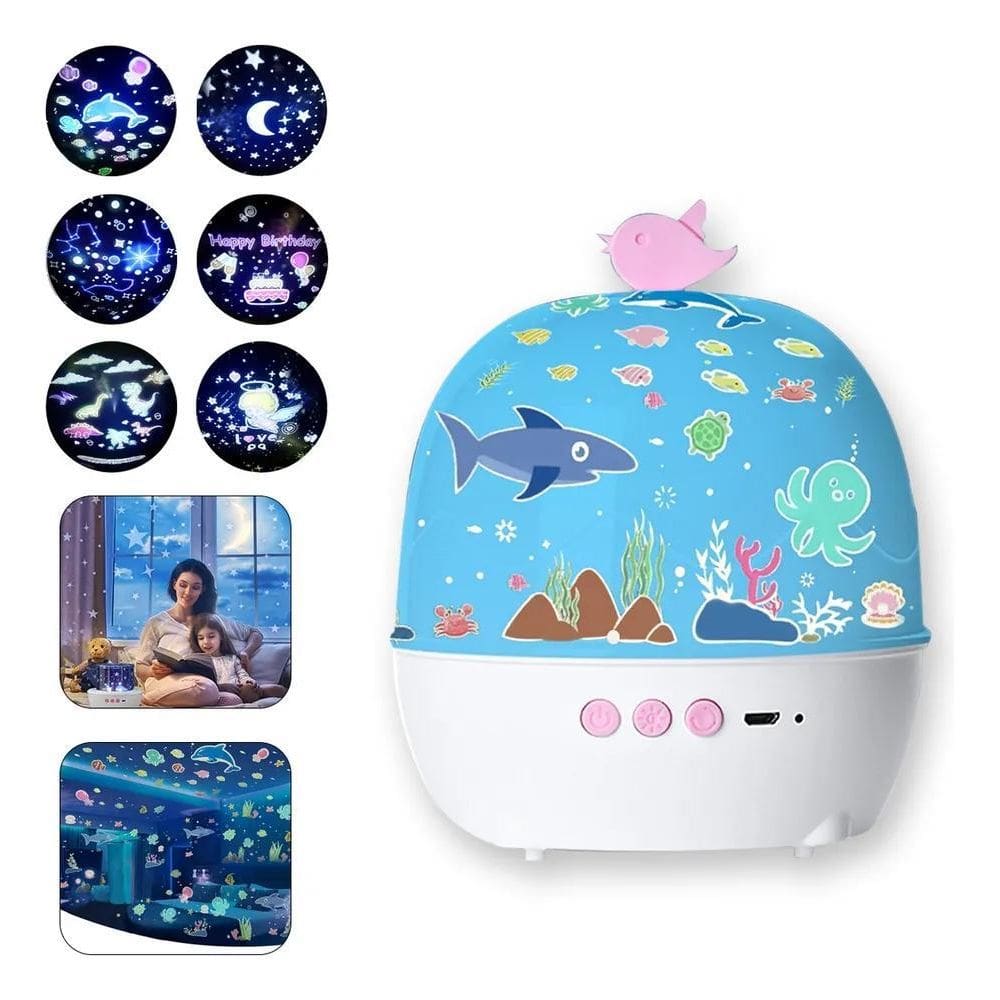 Luminária De Mesa Projetor Giratório De Oceano Para Crianças