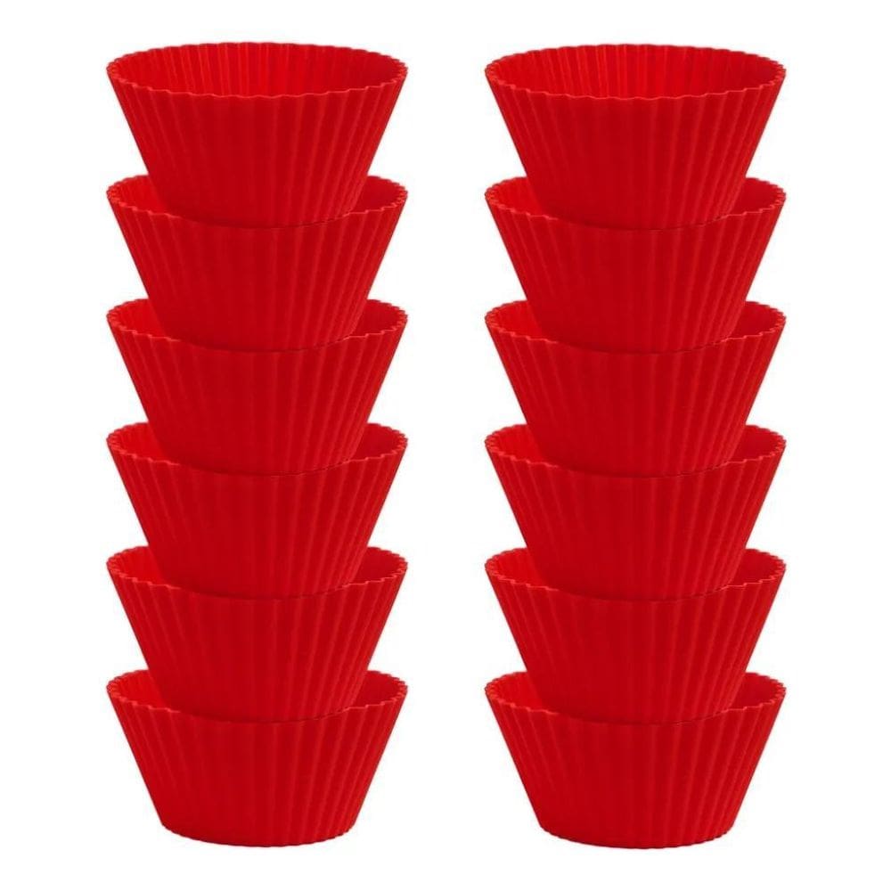 Forma Cupcake Silicone Não Gruda Kit 12Un Forno Air Fryer