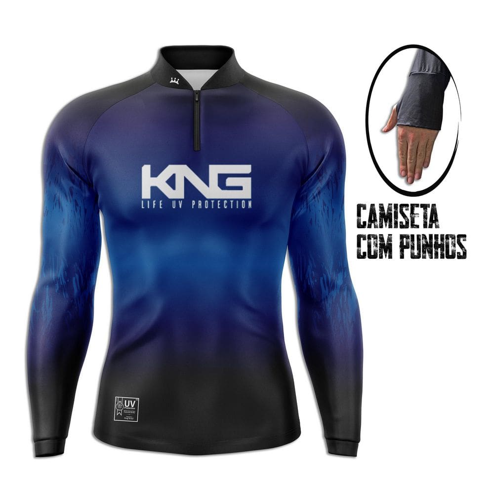 Camiseta Com Proteção Solar UV 50+ Com Punho King Brasil Azul (KNG-03)