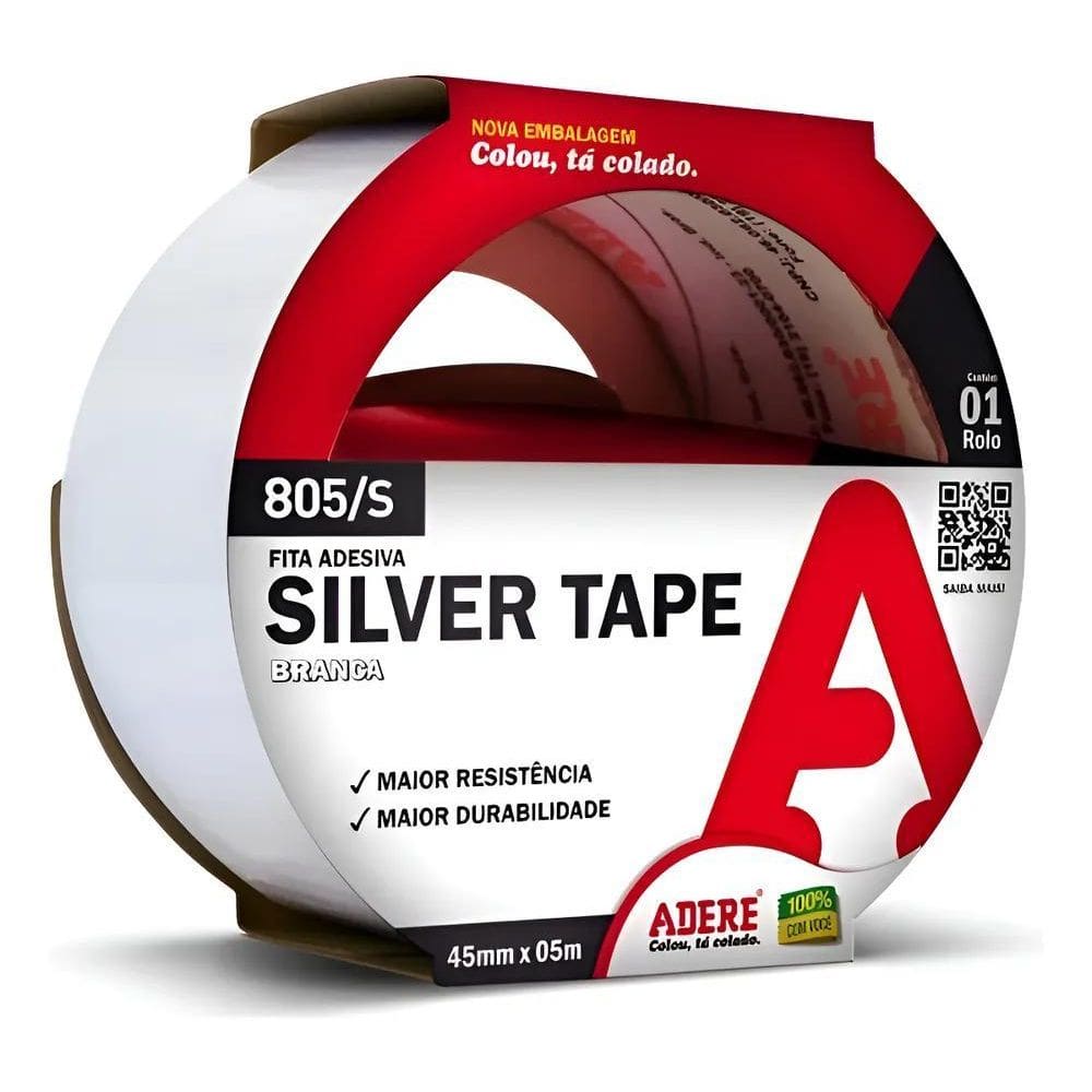 Fita Adesiva Silver Tape Branca 45Mm X 5M Adere