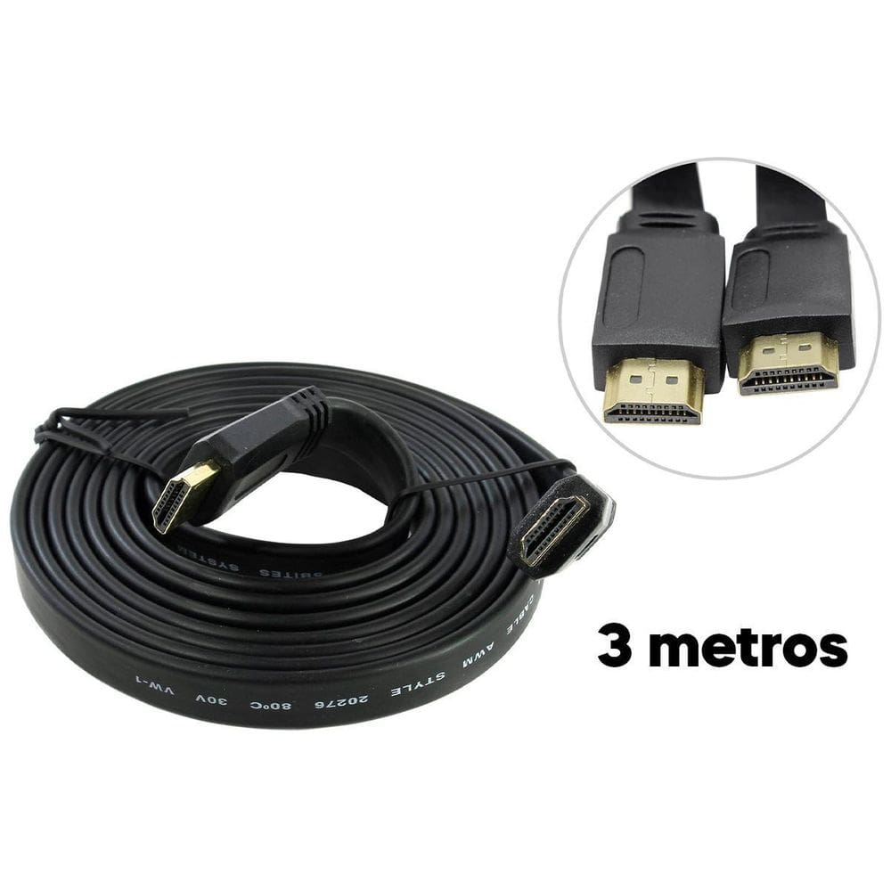 Cabo Hdmi 3 Metros 4K Hd Full Hd Preto Gamertv E Monitor