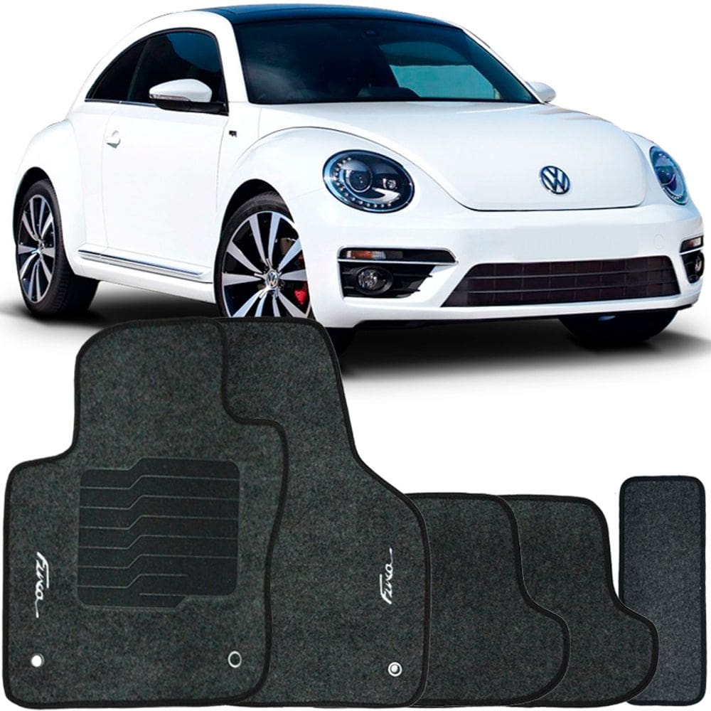Tapete Carpete Fusca 2013 à 2016 Logo Bordado Jogo 5 Peças Personalizado Automotivo