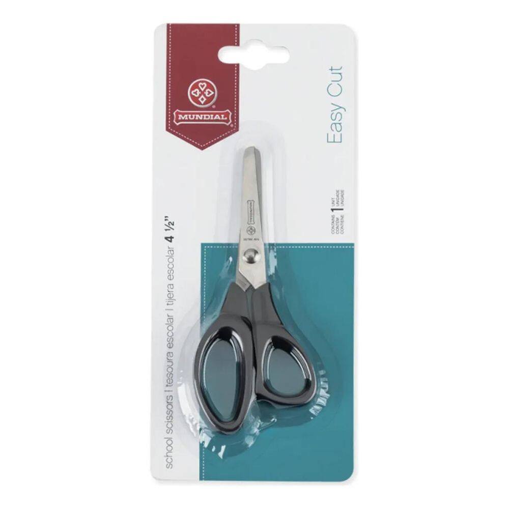 10X Tesoura Escolar Infantil Preta Corte Facil 11,5Cm Mundi