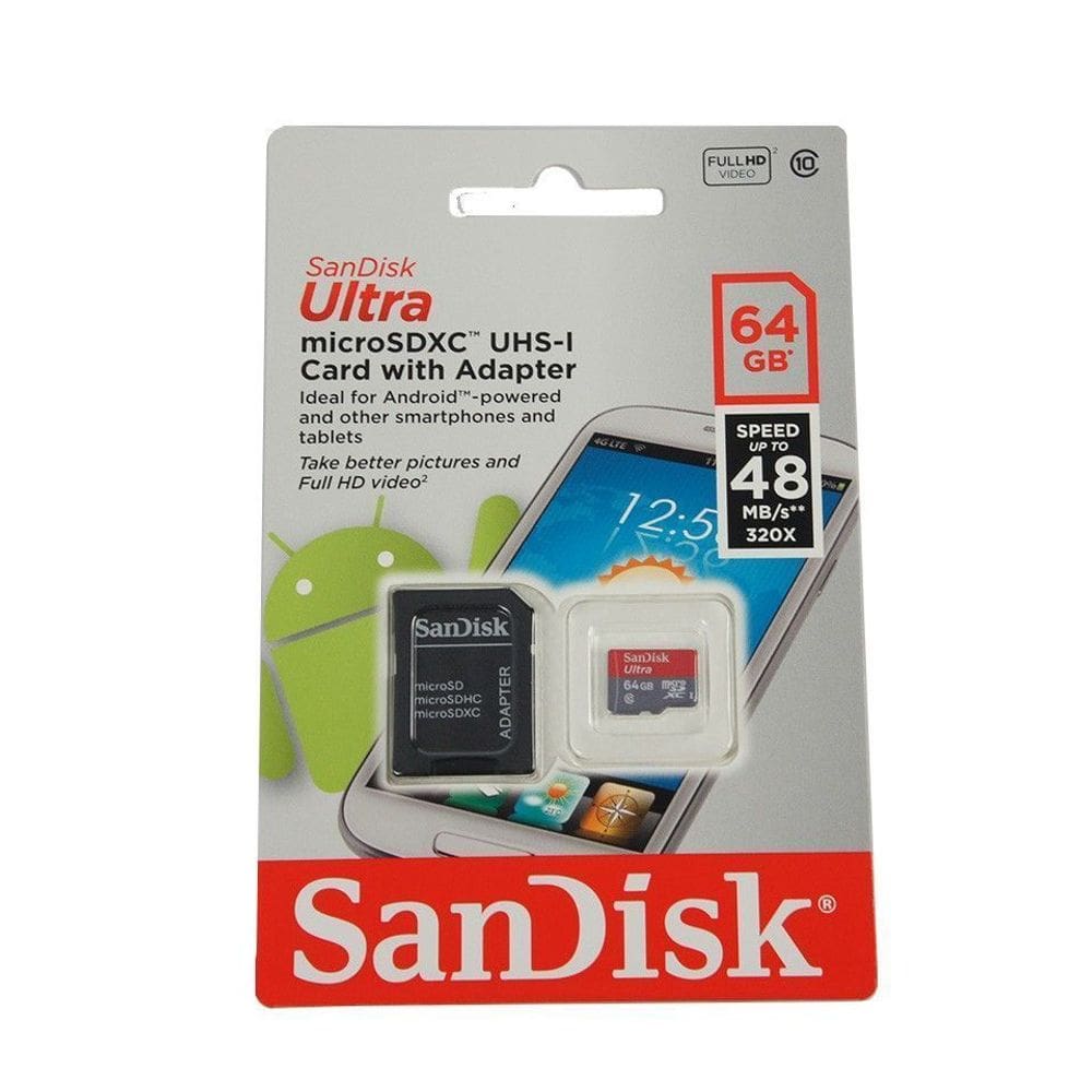 Cartão De Memória Sandisk 64gb Micro Sd Classe 10