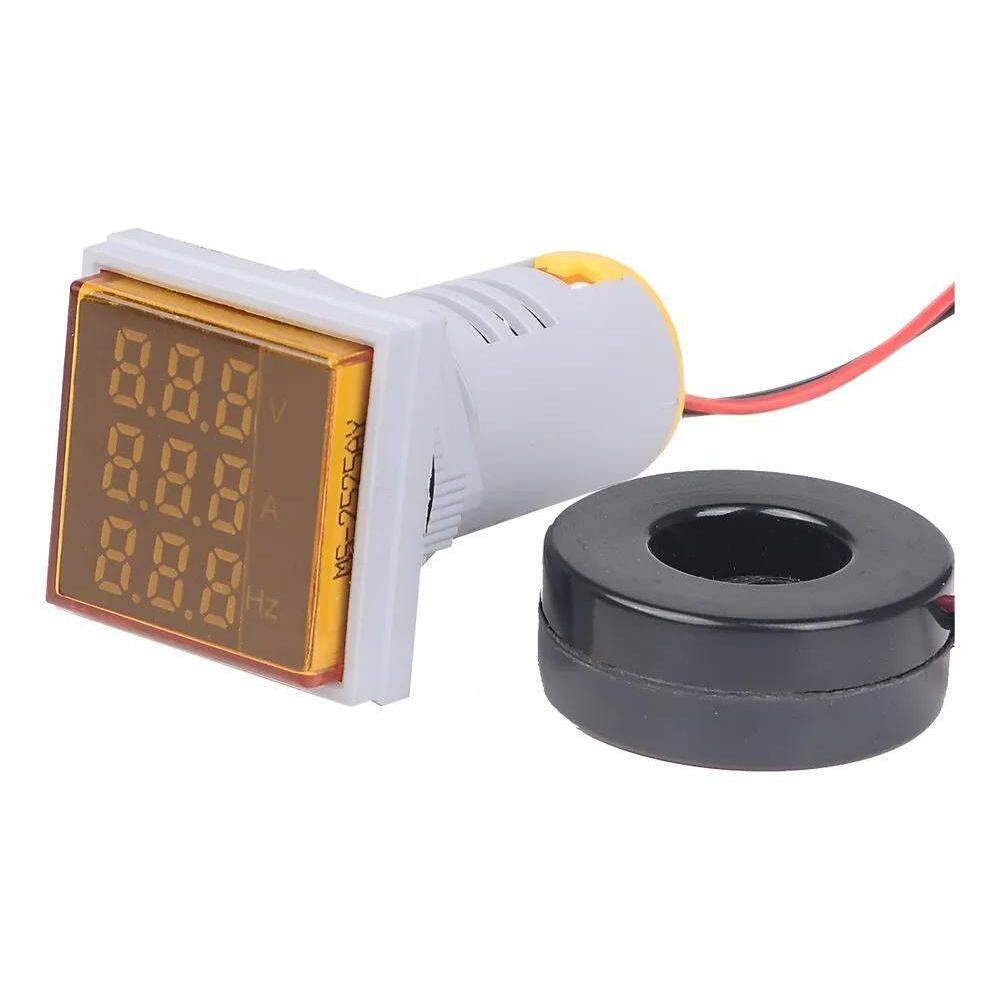 Voltímetro Amperímetro Frequencímetro Painel 22Mm E Amarelo