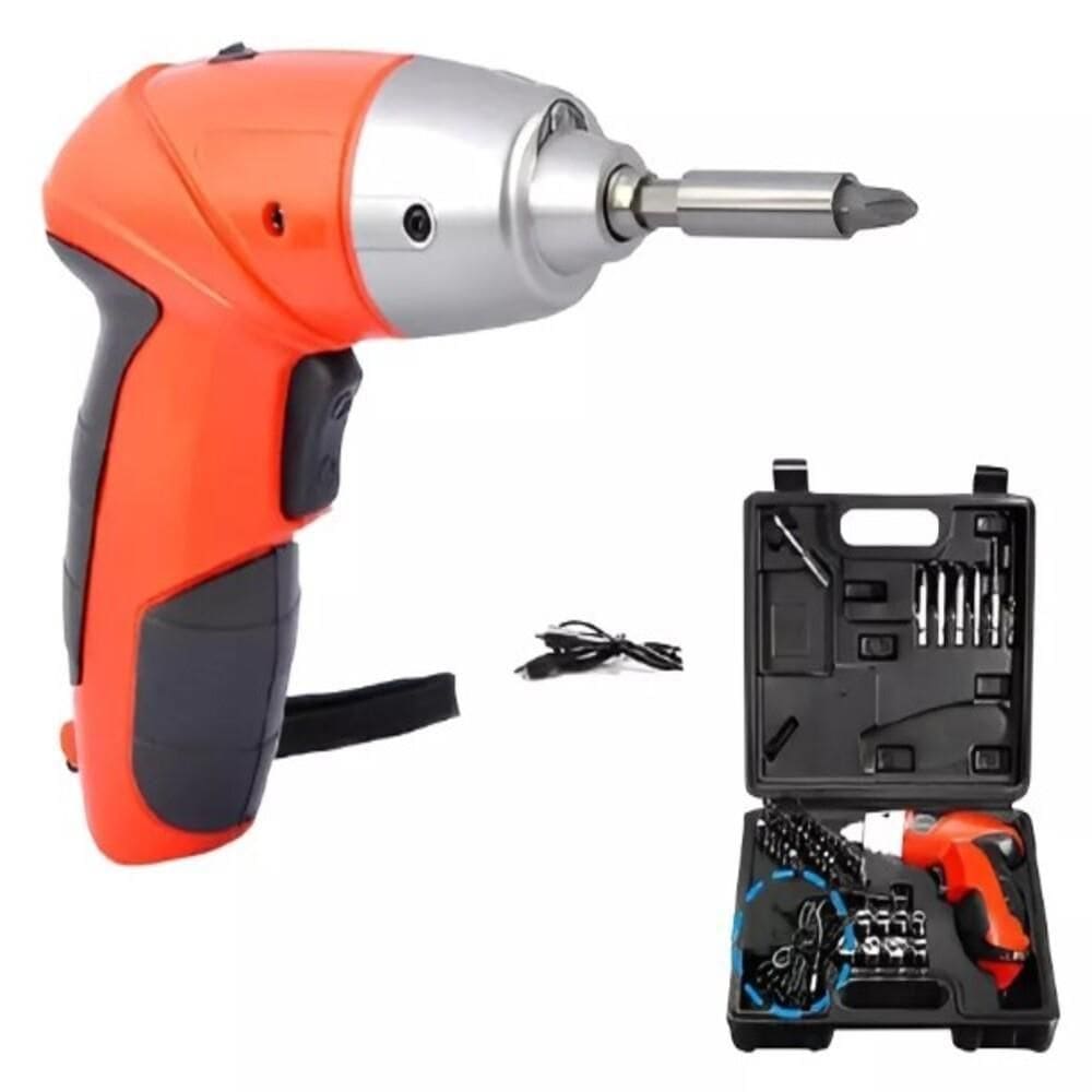 Kit Parafusadeira Com 45 Acessorios 4 8v Maleta Sem Fio