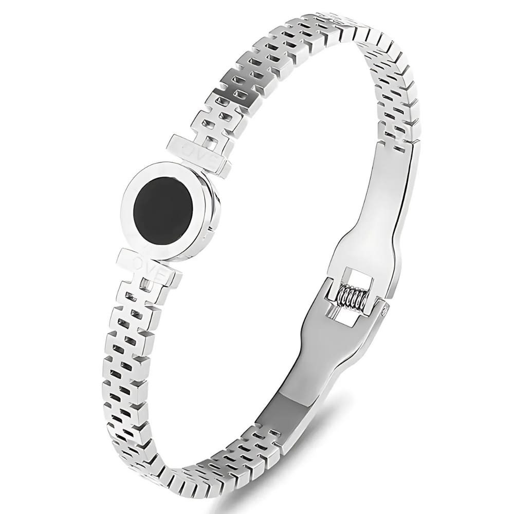 Pulseira Bracelete Feminino Número Romano Orbit Aço Luxo