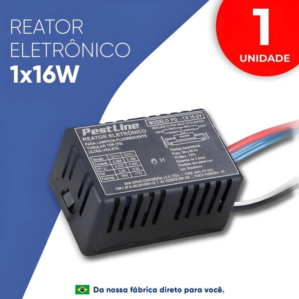 Pestline Reator 1X16/15W Para Lâmpada Fluorescente Tubular G