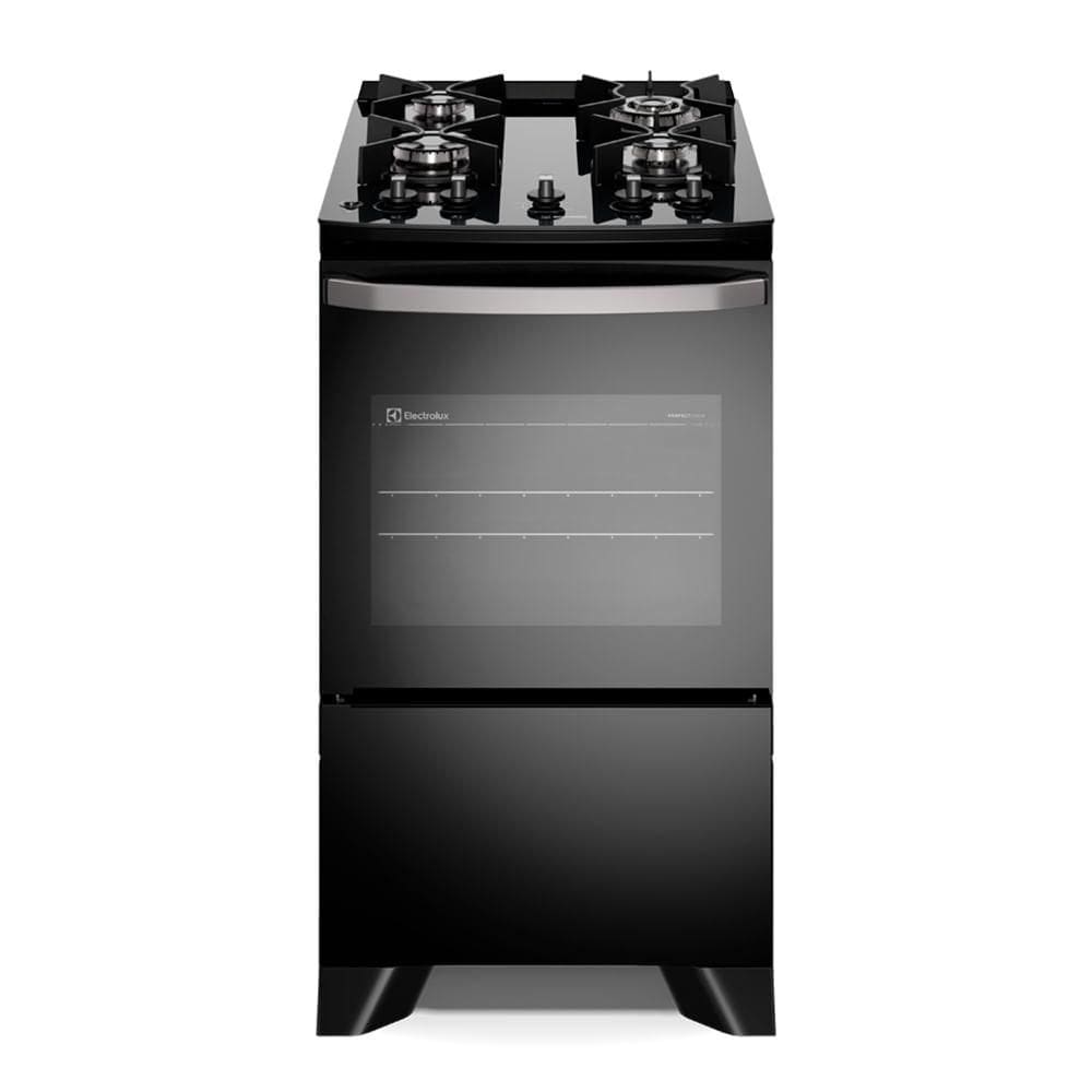 Fogão de Piso Electrolux de 04 Bocas Efficient com Mesa Vidro Preto -  FE4GB
