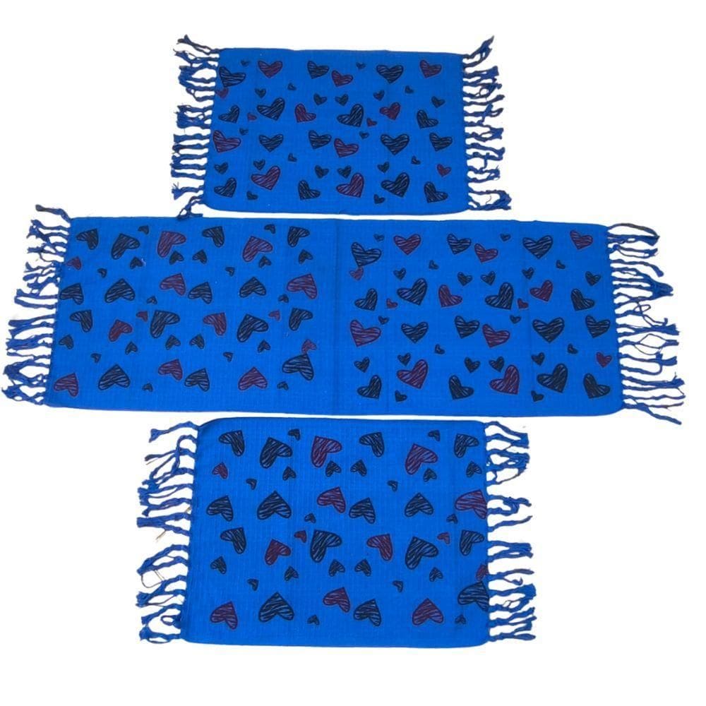 Kit 3 Passadeira Rosa De Cozinha Corredor Estampa Geométrica Tecido Grosso Tear Nozinho 100% Algodão Modelo Coração Colo