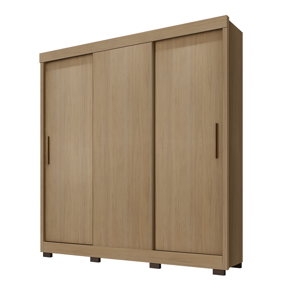 Roupeiro 203m com 3 Portas de Correr 3 Gavetas - Nature Móveis Leão