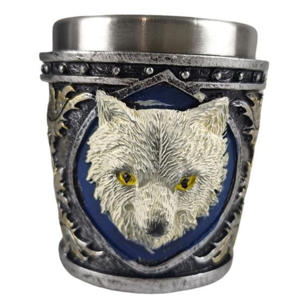 Copo Shot Dosador Lobo Branco 3D Game Of Thrones Inox 30Ml