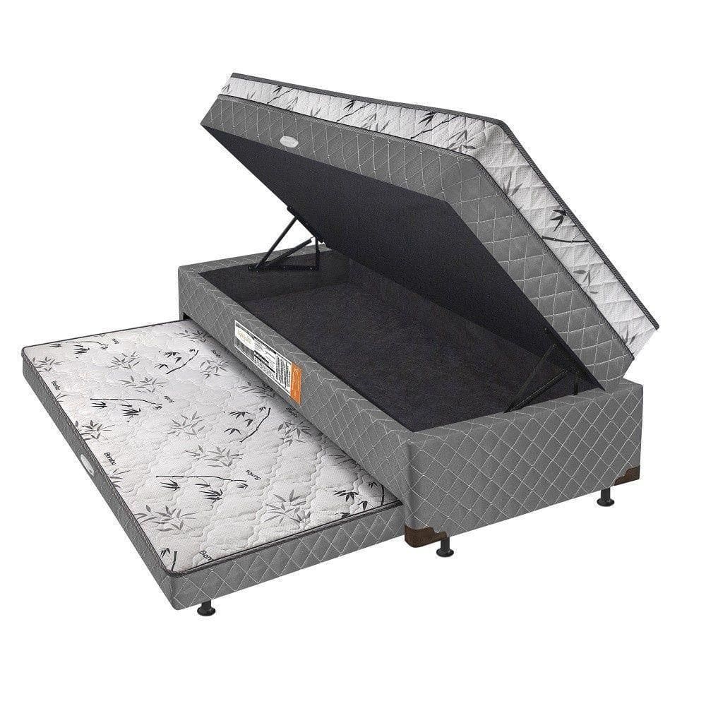 Bibox Solteiro Com Baú E Auxiliar 5cm Cinza