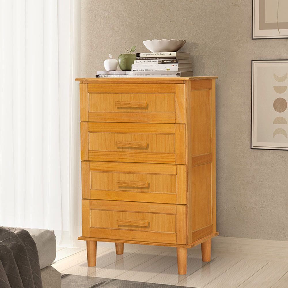 Cômoda Madeira Maciça Vintage Chicago 4 Gavetas Imbuia