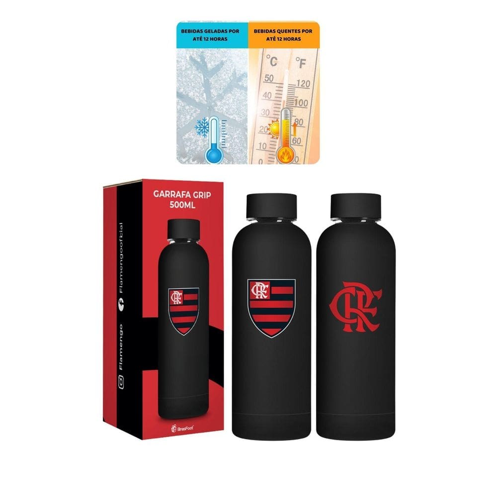 Garrafa Térmica Emborrachado Grip 500Ml Água Quente Frio