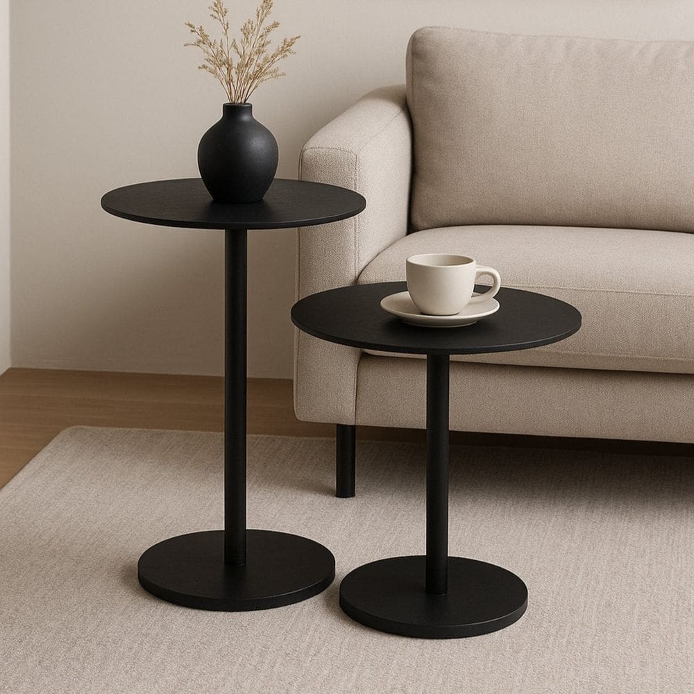 Conjunto 2 Mesas Laterais para Sala de Estar Lia Preto