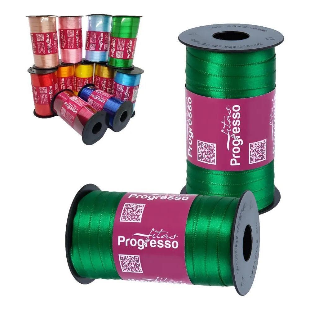 Fita De Cetim 7Mm Carretel 100 Metro 217 - Verde Bandeira