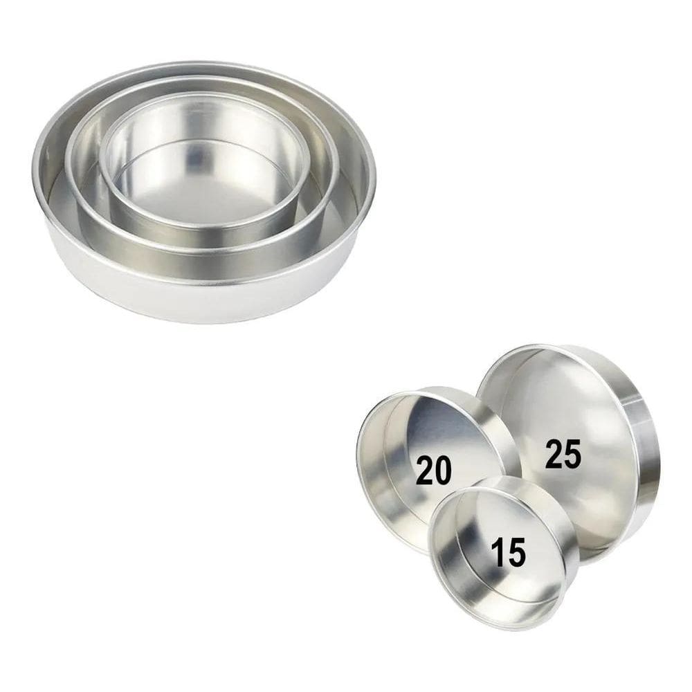 3X Kit Formas De Bolos Redondas 15X5 20X5 25X5 Alumínio Fort