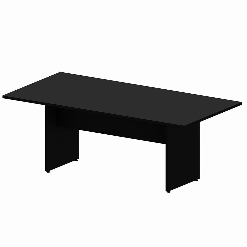 Mesa Reunião 8 Lugares 200x100cm Retangular Executiva com Pé Painel para Escritório Corporate Preto