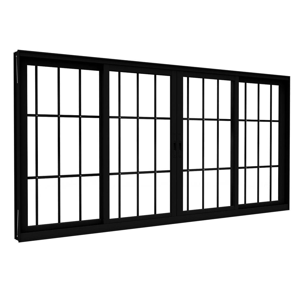 Janela de Alumino de Correr Central 4 Folhas com Grade - 120x150 - Lucasa Eccellente Preto